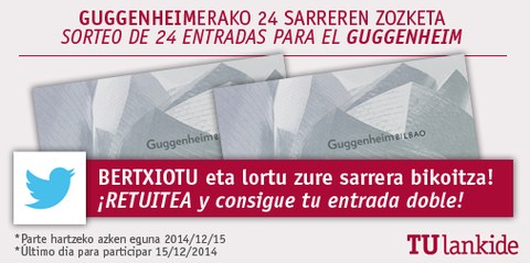 Participa en nuestro concurso en twitter y gana dos entradas para el Guggenheim
