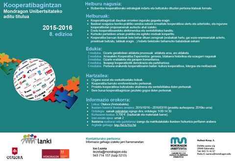 Abian da kooperatibagintzan aditu-tituluaren zortzigarren edizioa