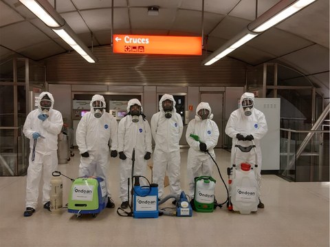 ONDOAN enpresak desinfektatze-lanak egiten ditu Metro Bilbaoko geltokietan